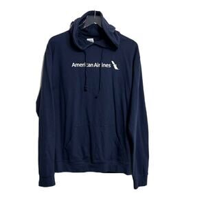 American Airlines Unisex Hoodie Navy Blue XL Delta Fleece